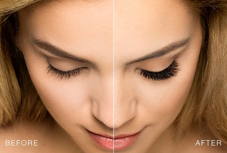 Volume lash extensions before and after, AJ Beauty & Lashes Rochdale